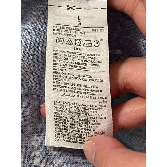 EUC Old Navy Women's Sleeveless Floral Romper L Blue Linen & Rayon Blend - Picture 5 of 6